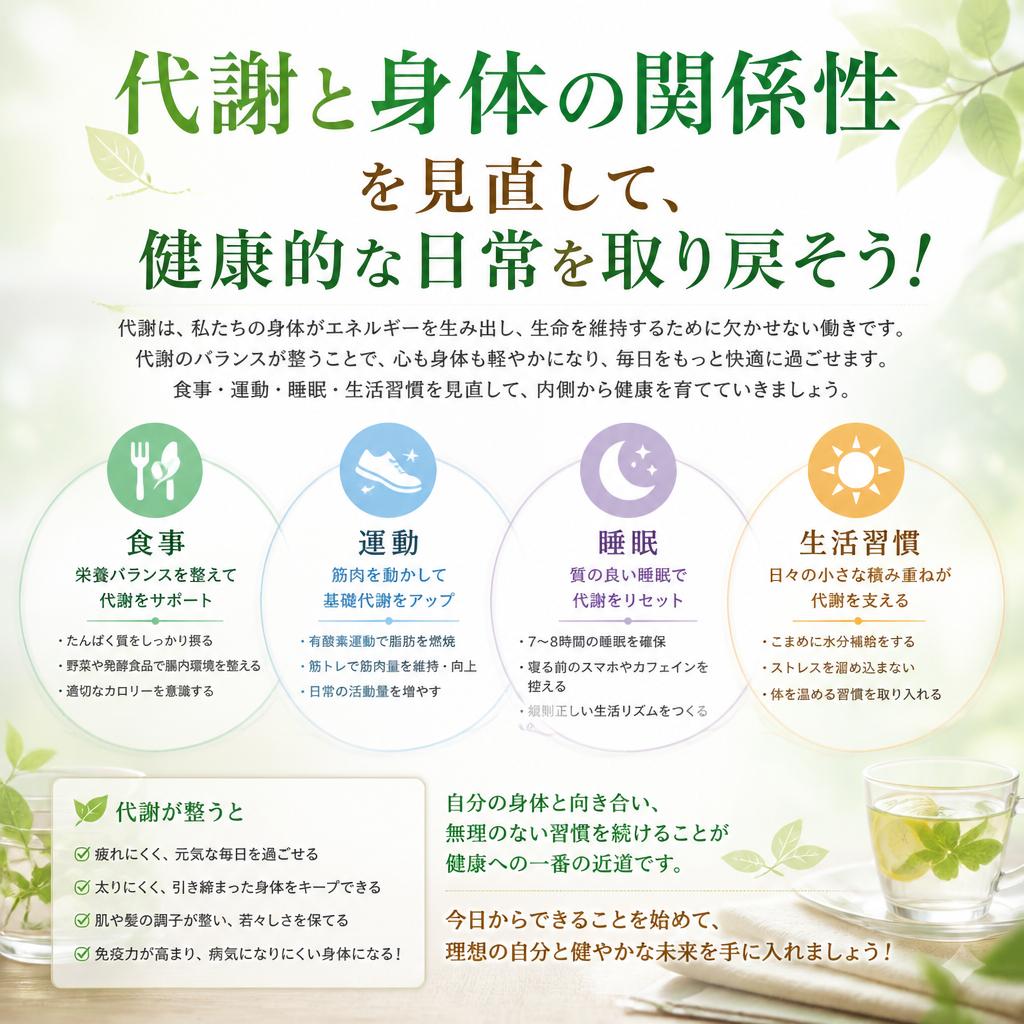 「代謝と身体の関係性」を見直して、健康的な日常を取り戻そう！