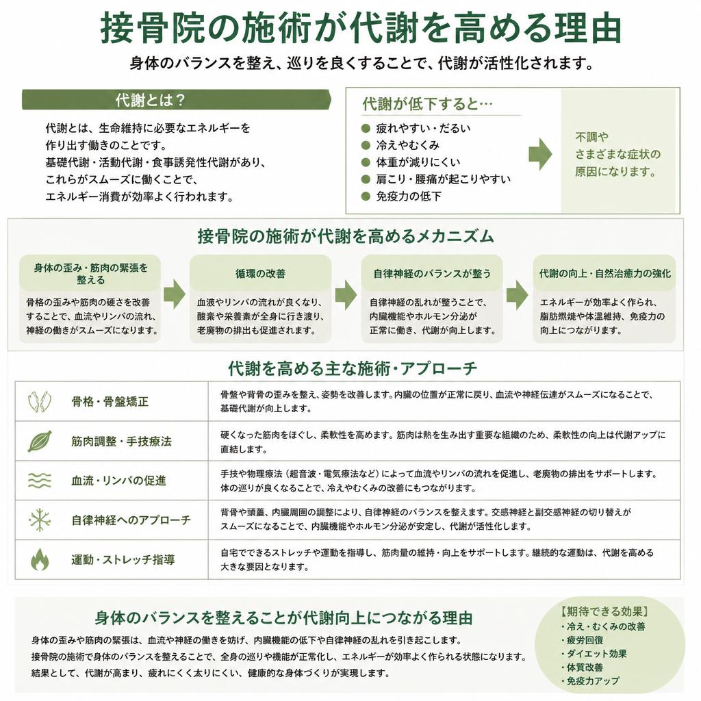 接骨院の施術で代謝をサポートする