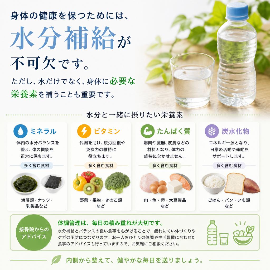 水分補給と栄養管理の徹底